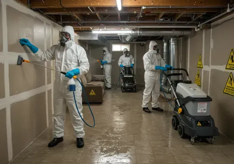 Basement Moisture Removal and Structural Drying process in Forestville, OH